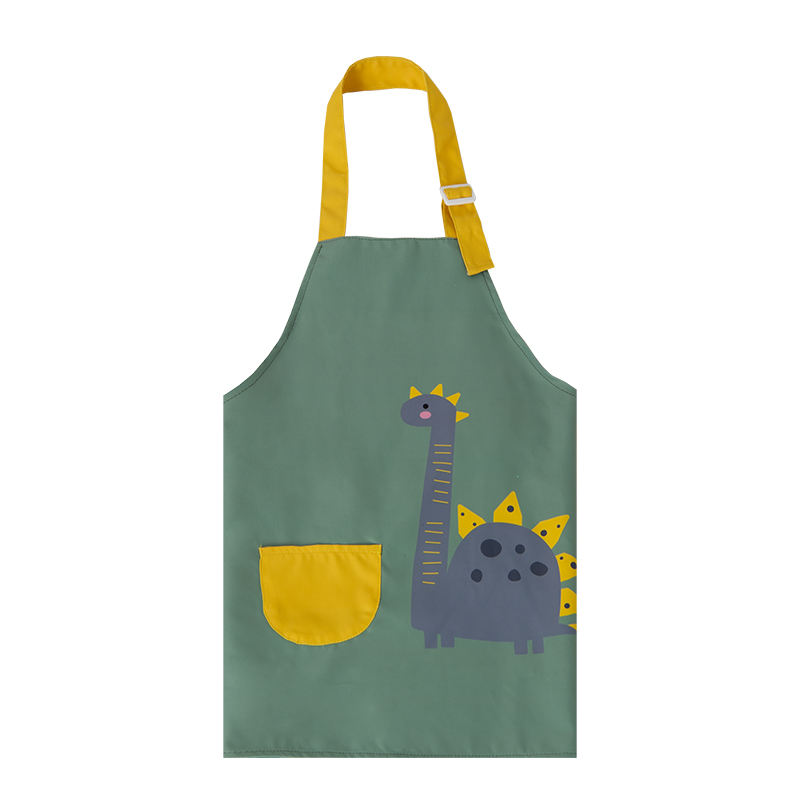 Ntxiv Ntev Waist Strap Waterproof Dinosaur Printed Kids Apron
