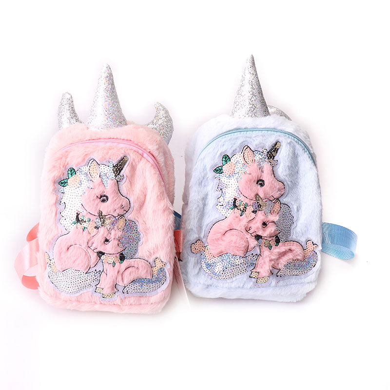 Plush Unicorn Tub Kawm Ntawv Lub Hnab