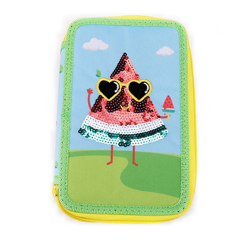 Sequin Embroidery Printed Watermelon Ob Chav Zippers Pencil Case